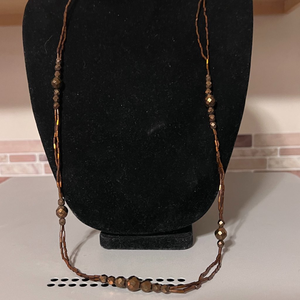 Robert Rose Bronze Beaded Dual Strand Necklace 18$